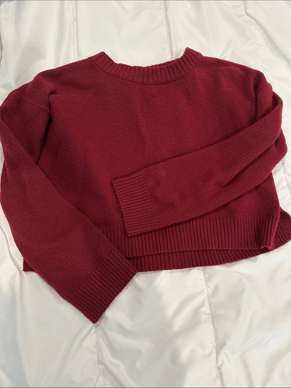 Women's Burgundy Croppe Crewneck Sweater